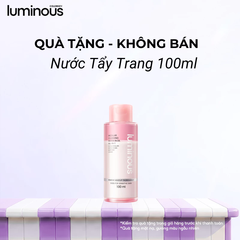 Nước tẩy trang Colorkey Luminous | Dành cho mặt, mắt, môi | Hỗ trợ làm sạch | Dịu nhẹ với da nhạy cảm | 100ml x 1 chai