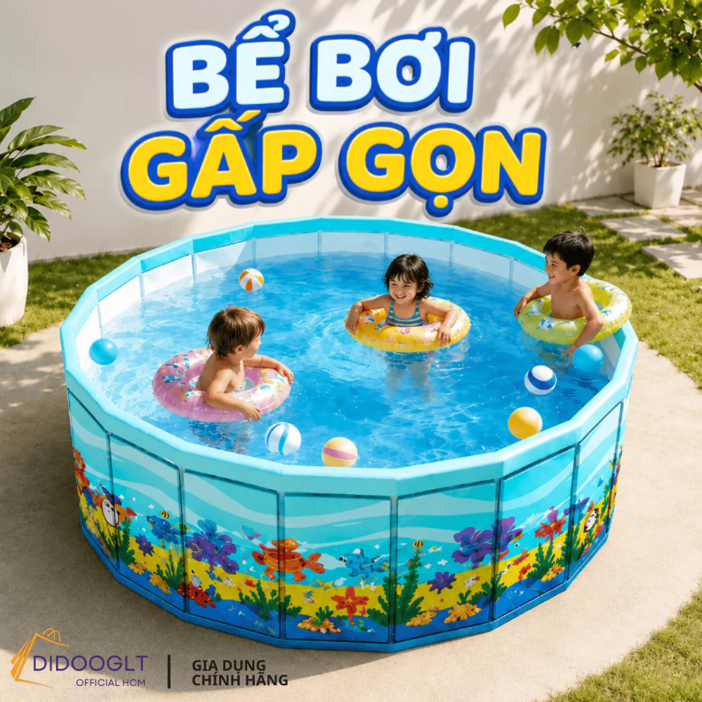Bể Bơi Didooglt Cho Bé Tại Nhà - Hồ Bơi Trẻ Em Gấp Gọn Chất Liệu PVC Cao Cấp Nhiều Kích Cỡ