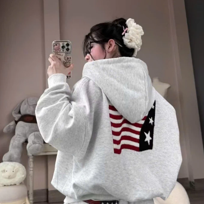 Áo Khoác Hoodie Zip Aastu Lá Cờ Mỹ Form Rộng Boxy Chất Nỉ Hình Lá Cờ Cực Xịn Hot Trend