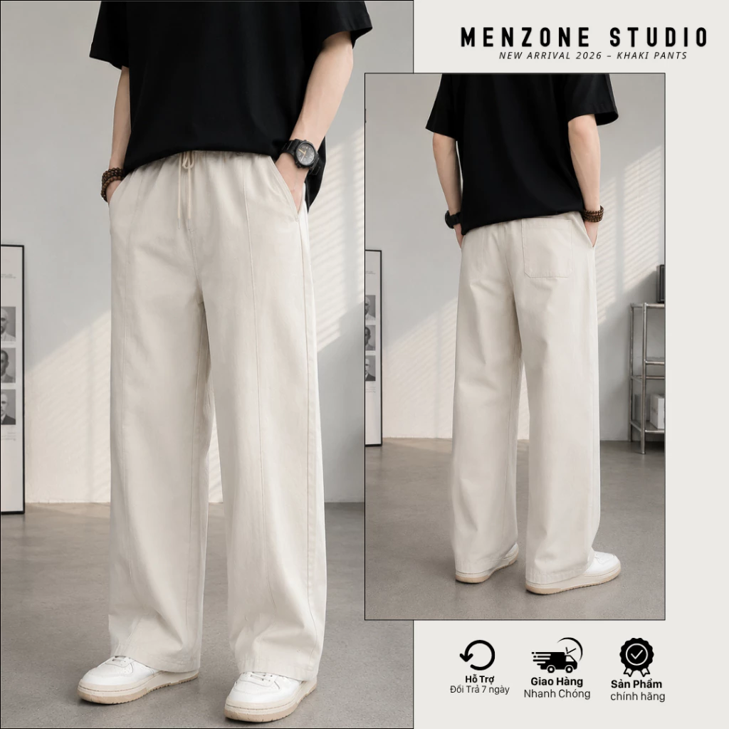 Quần Dài Kaki Nam Form Dáng Suông,Che Khuyết Điểm Tôn Dáng,Kaki Cotton Mềm Mịn, Quần Dài Nam-MenZone