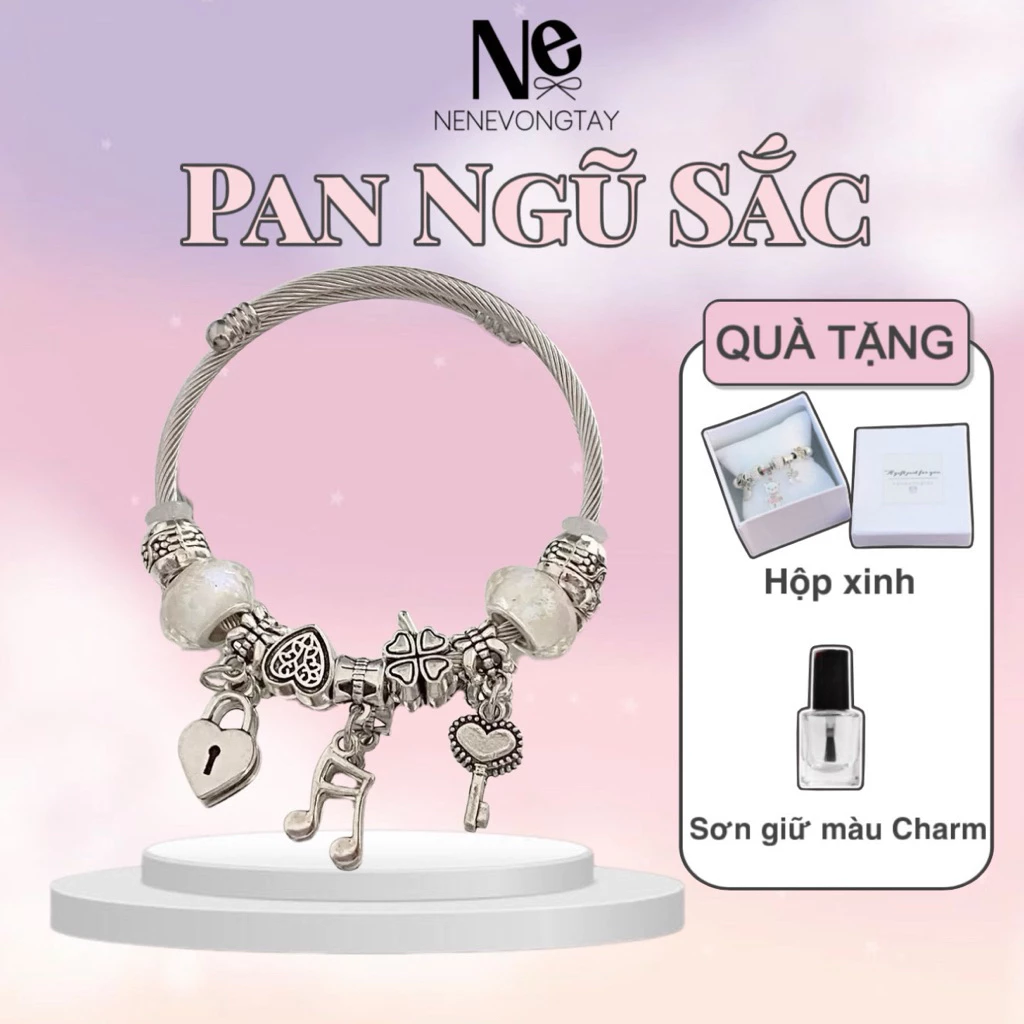 [TặngSơnchốngrỉ] Vòng PAN NGŨ SẮC nene dễ thương - dây thép không rỉ - charm hợp kim - nam nữ đều mang được