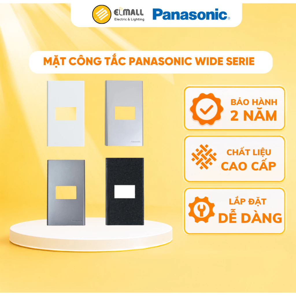 Combo hộp 10 mặt công tắc 1, 2, 3, 4, 6 hạt màu trắng/đen hình chữ nhật Panasonic Wide Serie
