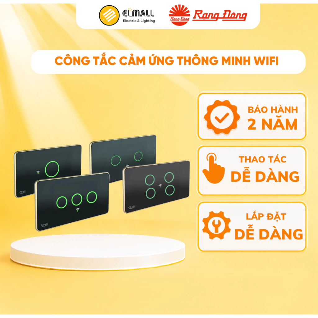 Công tắc cảm ứng thông minh Wifi Rạng Đông CTCU.WF 1.2.3.4 nút nhấn - ELMALL
