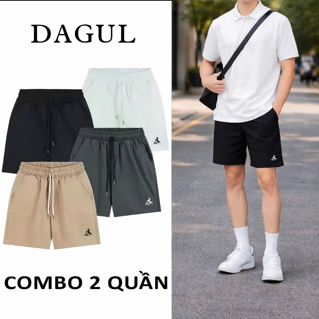 (M-56) DAGUL quần short kaki DÙ   nam nữ thêu HÌNH NGỰA chất liệu mềm mại mặc thoáng mát