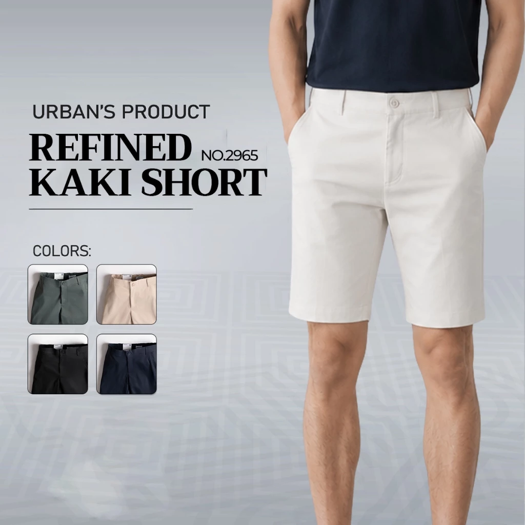 Quần short kaki nam URBAN vải COTTON mềm mịn dày dặn, cạp phối chun sau co giãn thoải mái NO.2965