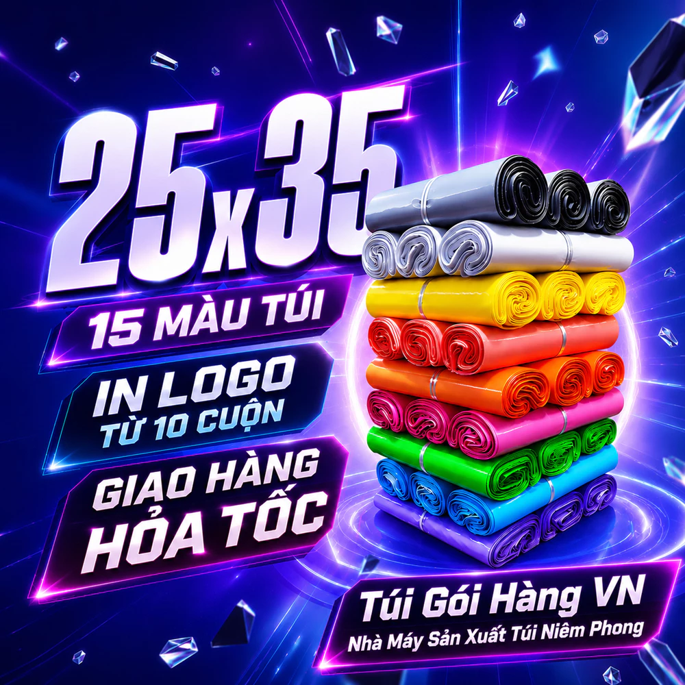[1 Cuộn] Túi Niêm Phong 25x35 Đóng 1-2 Set Đồ, Giao Hỏa Tốc, Giá Đã Bao Gồm VAT - Túi Gói Hàng VN