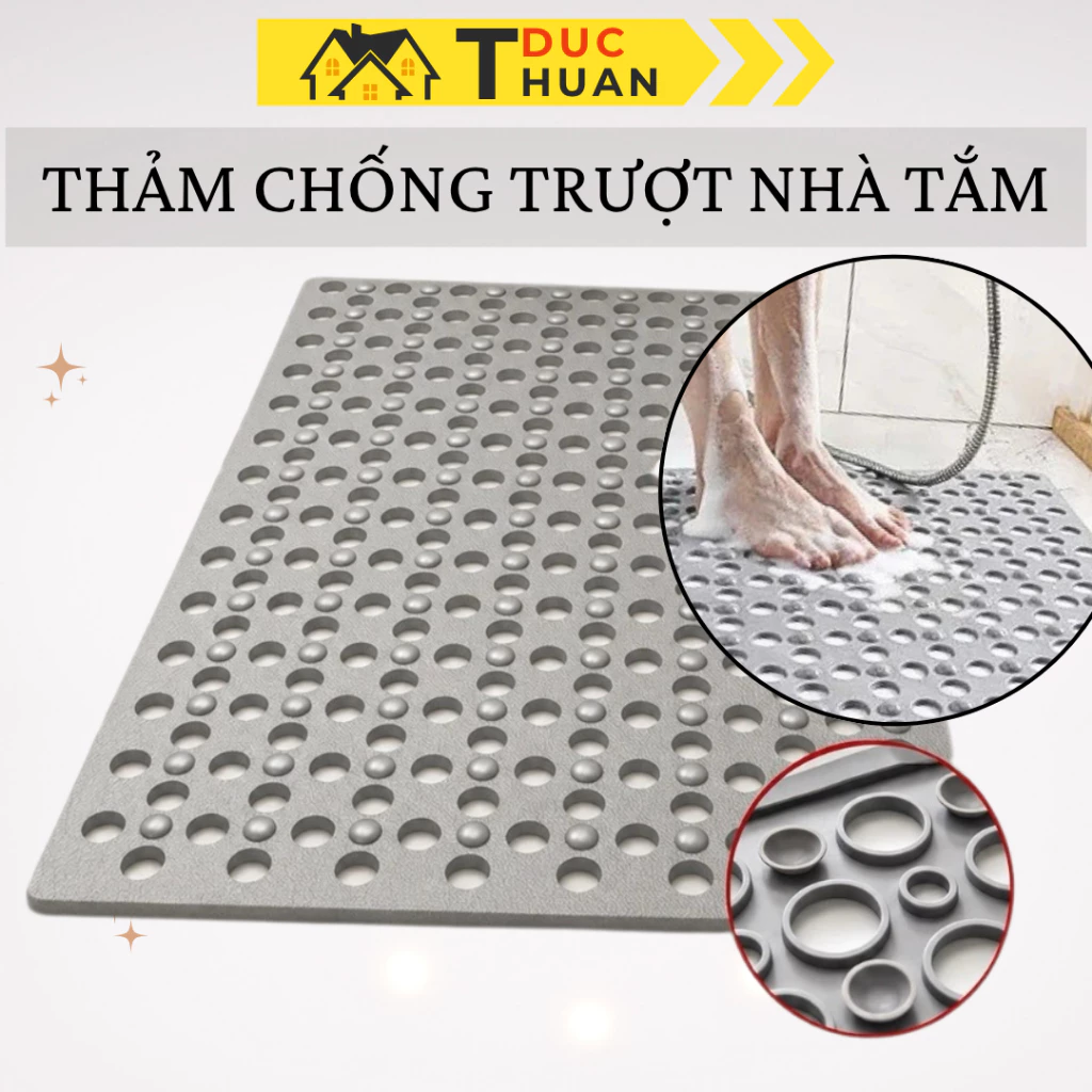 Thảm lót nhà tắm chống trơn trượt chất liệu cao su độ bám dính cao - DT HOME