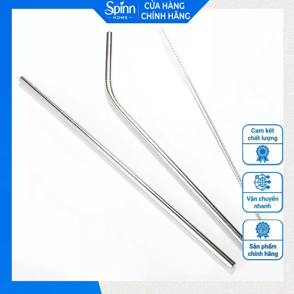 Ống hút inox 3 món kèm cọ vệ sinh, bộ ống hút kim loại tái sử dụng cao cấp