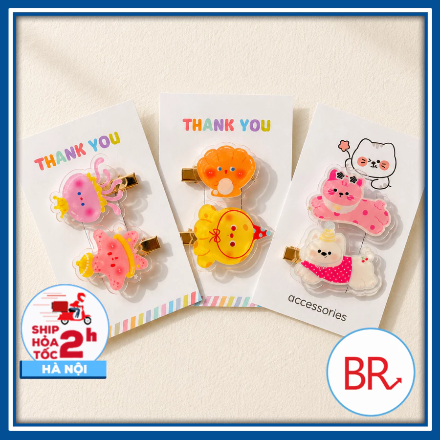 Set Kẹp Tóc Sin Cute Hot Trend – Kẹp Cài Tóc Mica Hình Sin, Sao Biển, Đồ Ăn Dễ Thương, Phụ Kiện Tóc Đi Biển Chụp Ảnh