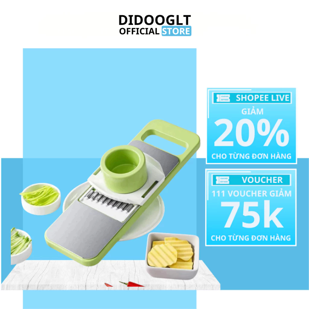 Dụng Cụ Bào Nạo Rau Củ Quả DIDOOGLT - Bộ Nạo Rau Củ Thái Lát Bào Sợi Chất Liệu Inox 304 Không Gỉ