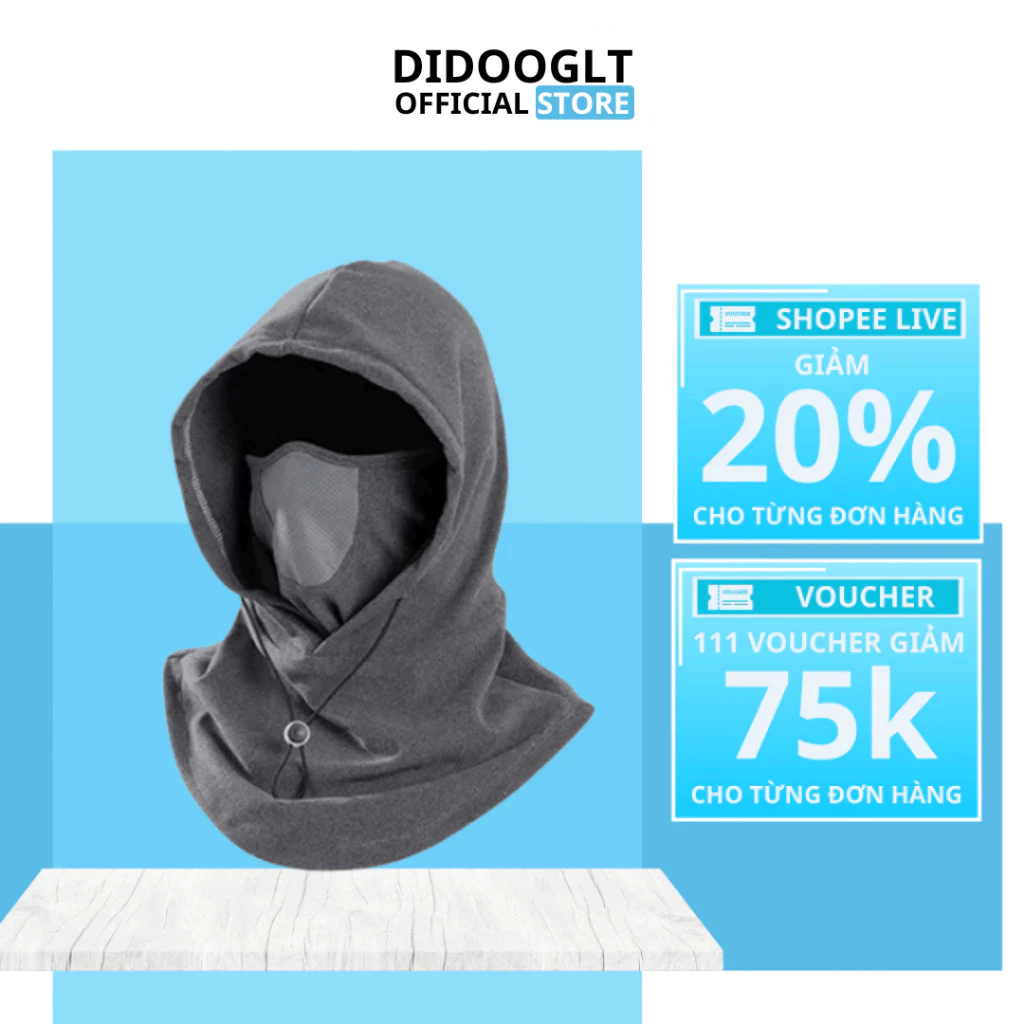 Nón Mặt Nạ DIDOOGLT - Mũ Trùm Đầu Kèm Khẩu Trang Chống Tia Uv Cưc Tốt Dành Cho Nam Nữ