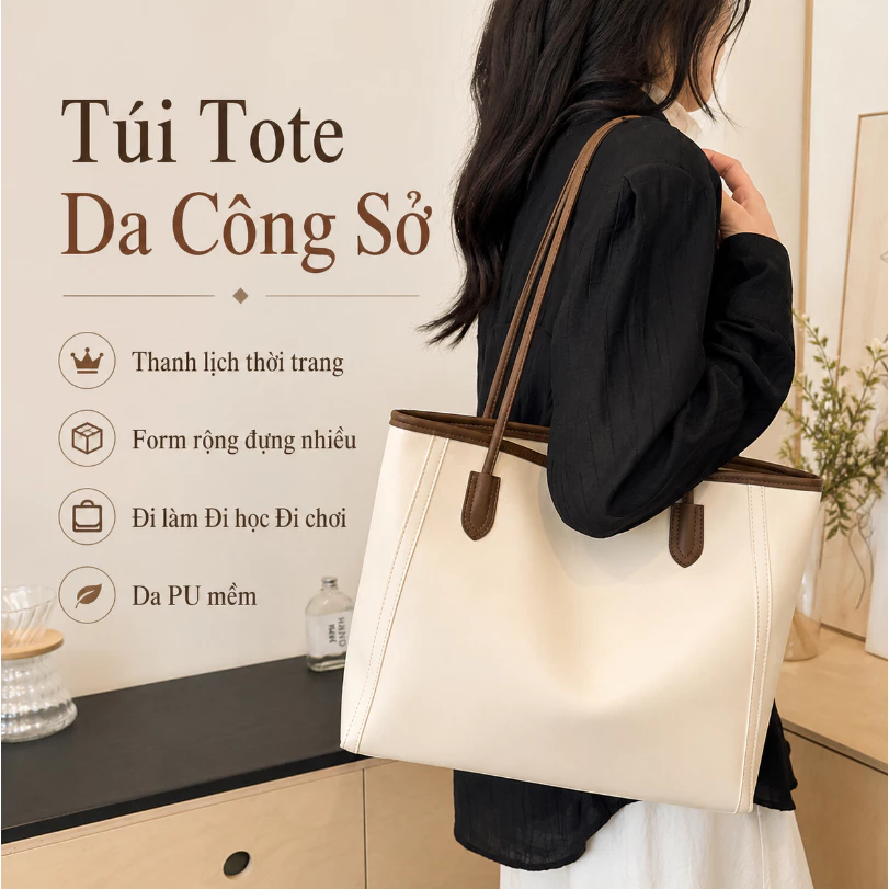 Túi Tote Da Đa Năng Cho Nữ Đi Học Đi Làm Phong Cách Retro Thanh Lịch Sức Chứa Lớn Dây Đeo Vai Thoải Mái Bền Đẹp