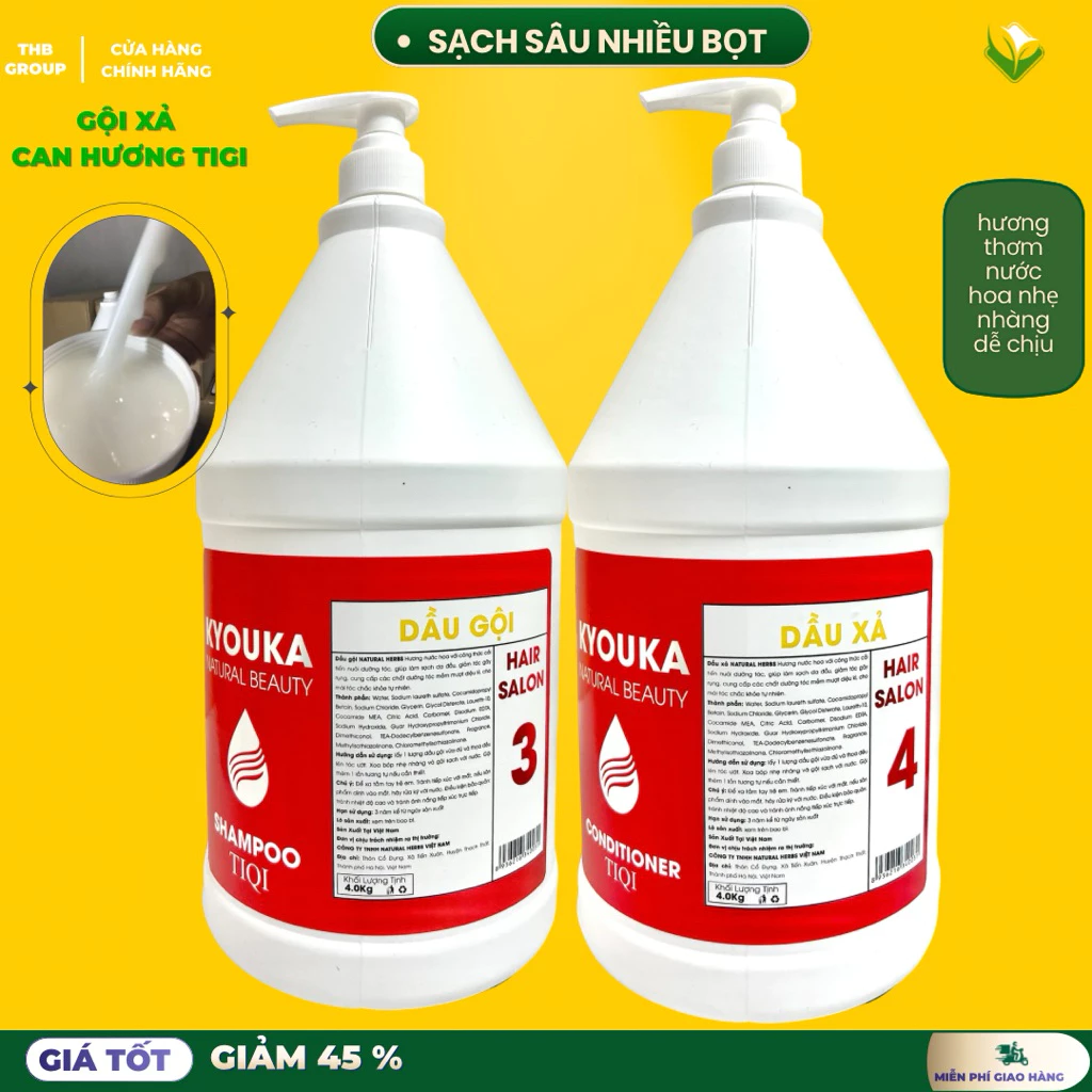 Dầu gội can kyouka natur hương tigi đỏ mềm mượt phục hồi hư tổn thơm hương hoa đặc nhiều bọt(trọng lượng 4L)