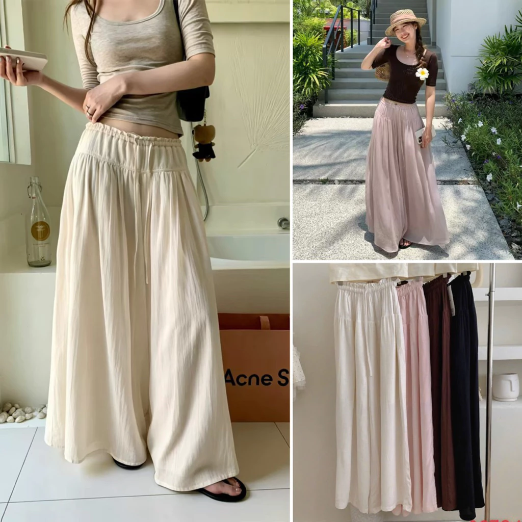 [Chuẩn hàng QC sẵn] Quần đũi tiêu ống rộng xoè cạp chun rút thiết kế mới dài 100cm (có lót trong) QD3704