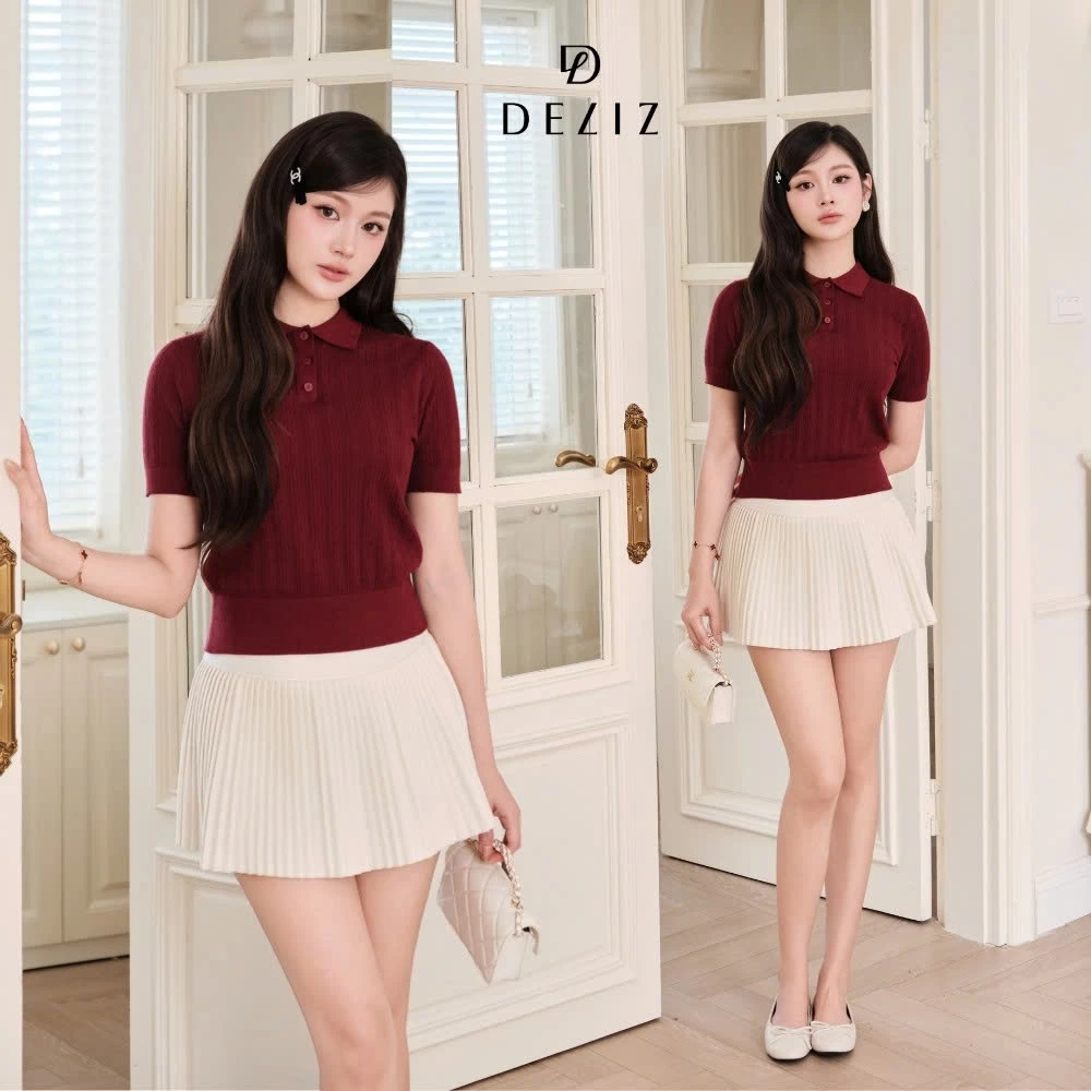Áo polo len cổ bẻ cộc tay chất len mỏng mát dệt đục lỗ thoáng khí nhiều màu basic PL301 DELIZ
