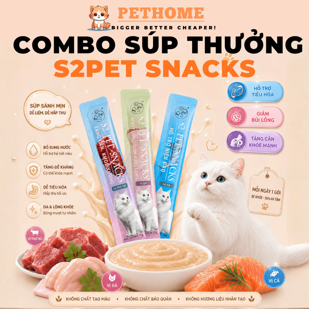 [200 Thanh] Súp Thưởng Cho Mèo S2Pet, Shizuka 15g Soup Thưởng Mèo Cung Cấp Dinh Dưỡng Cho Thú Cưng