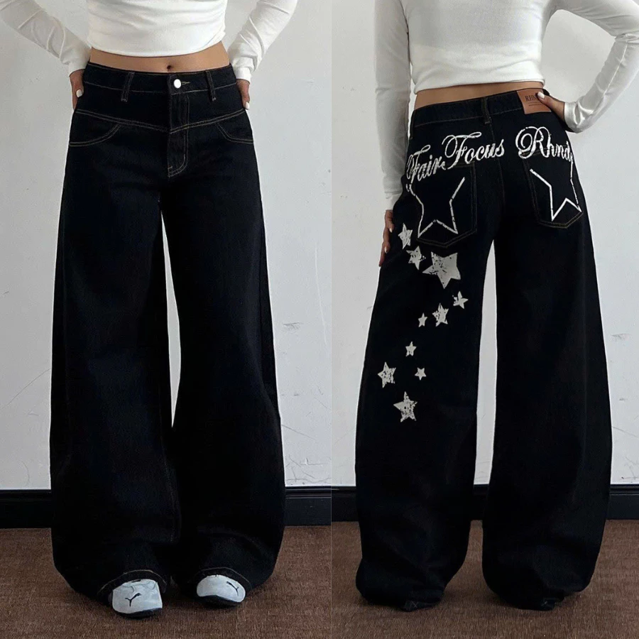 [DEAL MỞ BÁN] Baggy Denim Vintage Thêu Sao – Starline