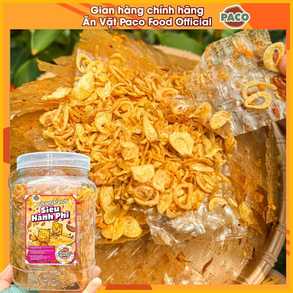 [HOT] Bánh tráng trộn siêu hành phi ăn cực cuốn cực ghiền gói lớn 500g-PACO FOOD snack ăn vặt ngon