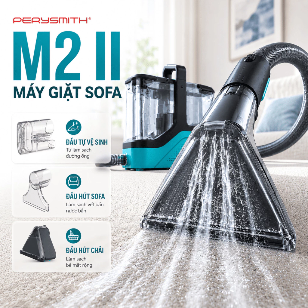 [V] Máy Giặt Hút M2-II Diệt Khuẩn, Giặt Sạch Ghế Sofa, Ghế Ô Tô, Nệm, Thảm
