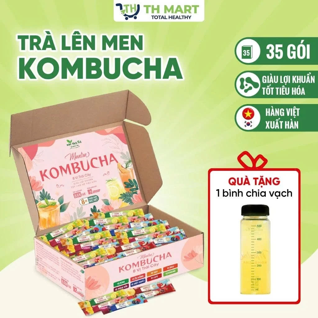 [TẶNG BÌNH] Hộp 35 Gói Trà Lên Men Kombucha Mix 8 Vị Detox, Làm Đẹp Da Đẹp Dáng, Kiểm Soát Cân Nặng