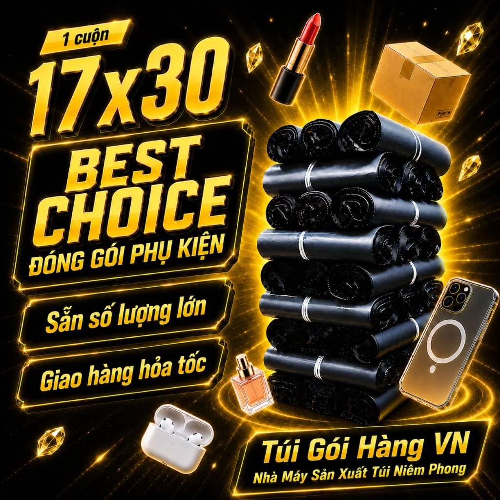 [1 Cuộn] Túi Niêm Phong Xám Đen 17x30, Sẵn số lượng lớn, Giao HỎA TỐC, Giá Đã Bao Gồm VAT - Túi Gói Hàng VN