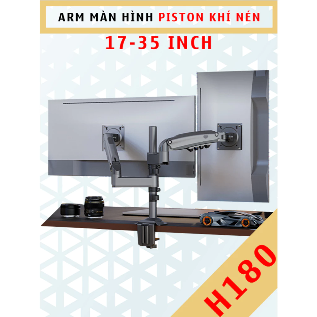 H180 - Giá treo 2 màn hình [17-35 inch]/ Giá đỡ 2 màn hình/ Phiên bản 2 tay của H100 [Cao cấp hơn M052 M074 F160]
