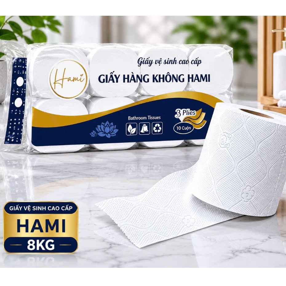 FREE SHIP - Giấy vệ sinh hàng không dai mịn 3 lớp ,không lõi - bịch 1kg