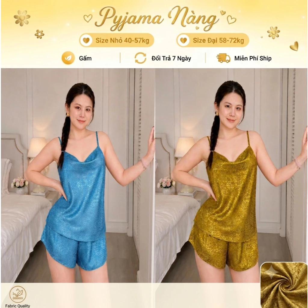 Set Đồ Pyjama Mặc Ở Nhà L8 - Đồ Ngủ Chất Liệu Gấm Cao Cấp