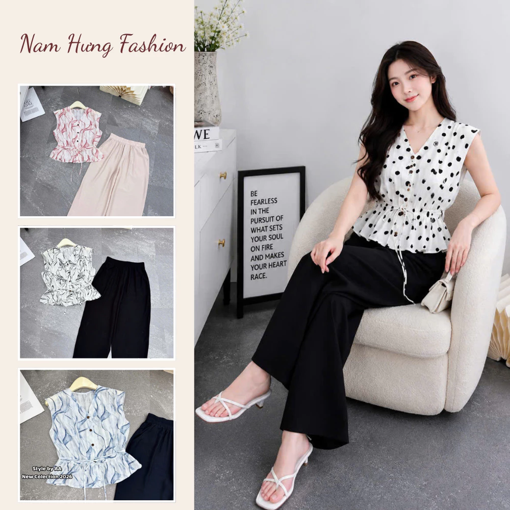 Set đũi tơ tằm. Sự kết hợp hoàn hảo giữa quần chất liễu đũi và áo tơ tằm. Phong cách trẻ trung nổi bật cuốn hút.