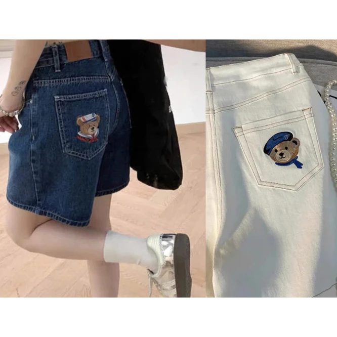 Quần Short Jean Nữ Thêu Gấu Túi Sau Form Suông Trẻ Trung QJ873