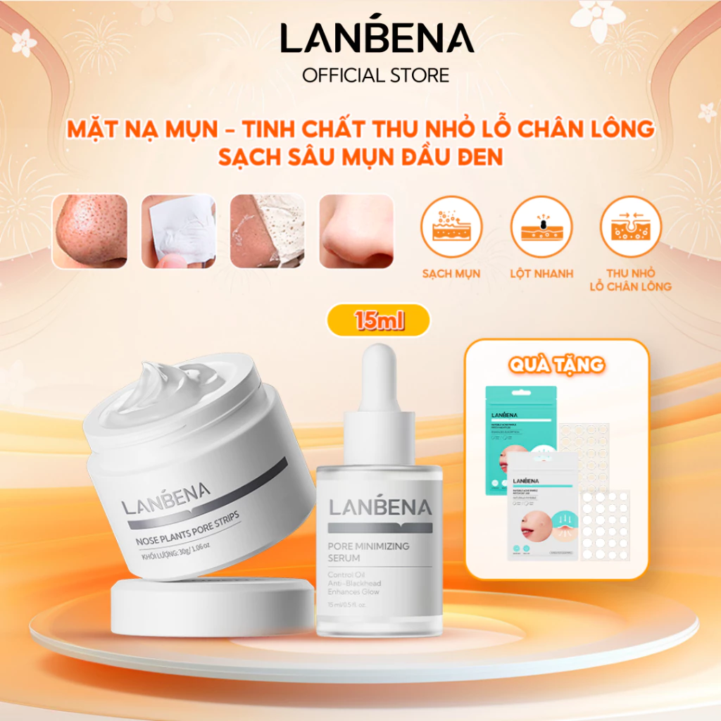 LANBENA Combo Mặt nạ lộ mụn đầu đen lô hội+serum-Giảm mụn đầu đen, thu nhỏ lỗ chân lông
