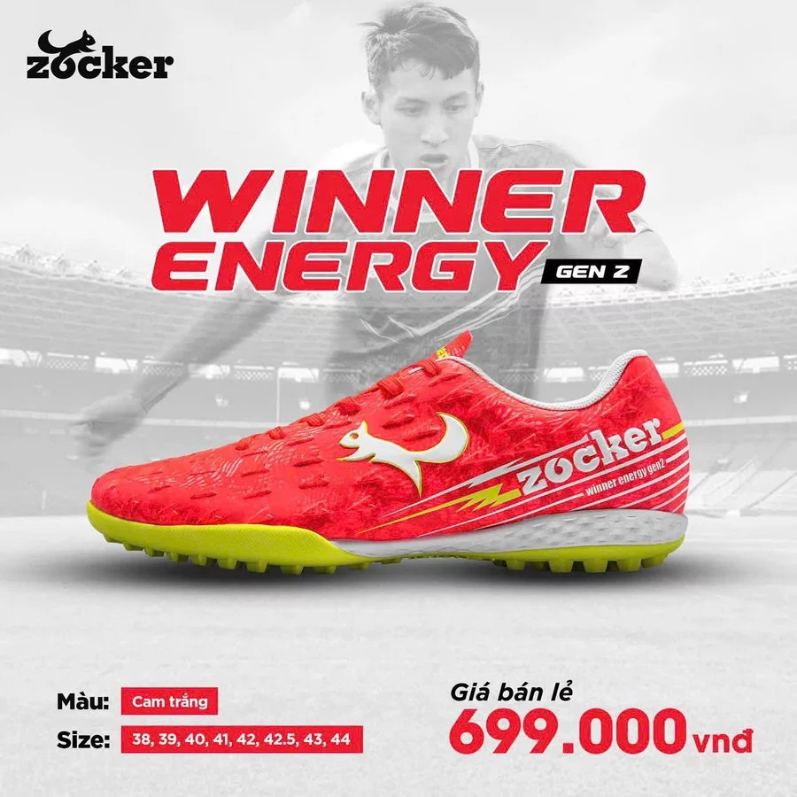 Giày Bóng Đá Zocker Winner Energy Gen 2 Đế Đinh Sân Cỏ Nhân Tạo Đế Đệm Eva
