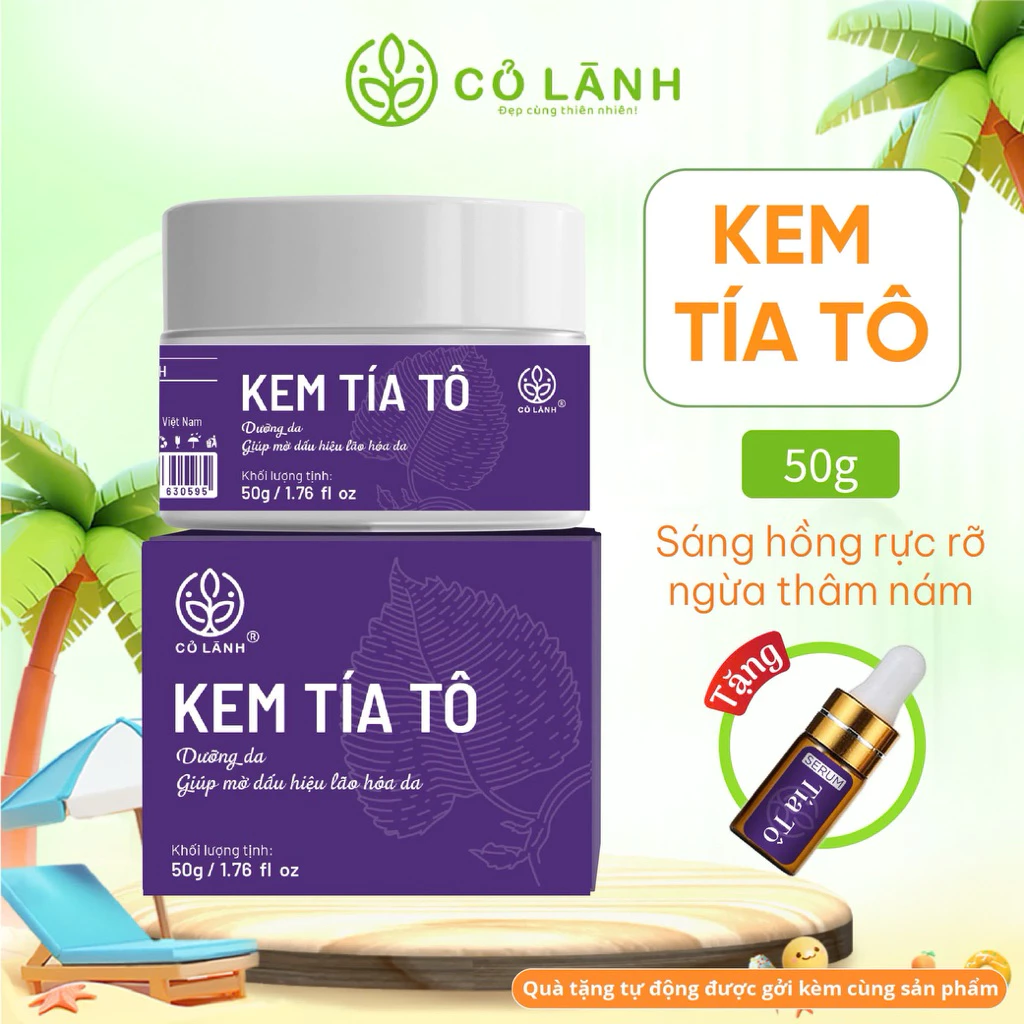 [ Mẫu mới ]Kem dưỡng trắng da chiết xuất từ lá cây tía tô Cỏ Lành 50gram .