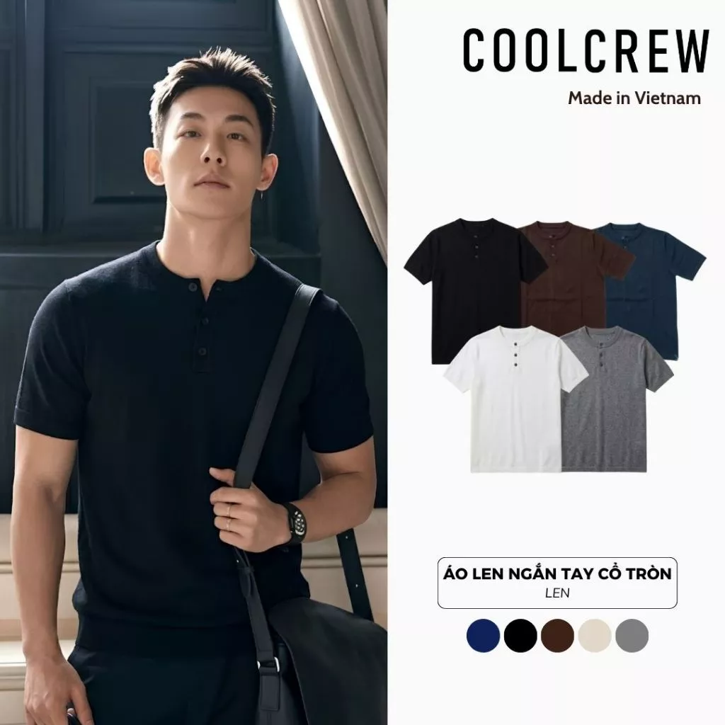 Áo Thun Len Dệt Kim 3 Cúc Ngắn Tay Cổ Tròn 𝐂𝐎𝐎𝐋𝐂𝐑𝐄𝐖 Phong Cách Thời Trang Hàn Quốc ALH15