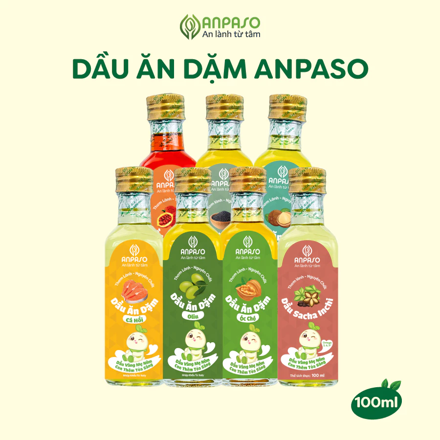 Dầu Ăn Dặm Cho Bé Anpaso 50ml và 100ml- Dầu chiên xào 100ml nhiều vị