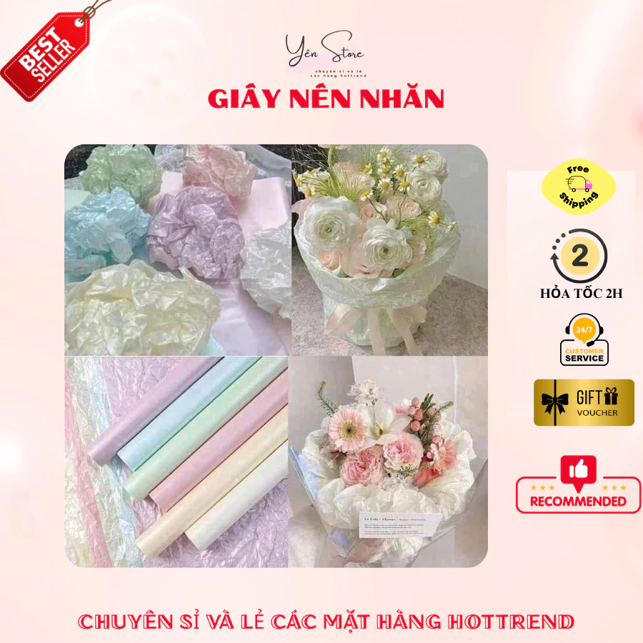 Giấy Nến, Giấy Nhăn 10-20 Tờ Dùng Để Gói Hoa, Gói Giỏ Trái Cây, Bánh Kẹo, Quà Tặng, Làm Đồ Handmade