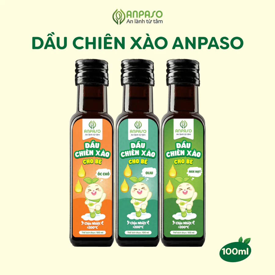 (SVIP) Dầu Chiên Xào Cho Bé Ăn Dặm Anpaso 100ml - chịu nhiệt trên 200 độ C