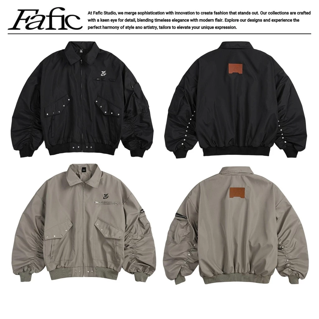 Áo bomber Boxy Rider FAFIC Jacket chất vải dù 2 lớp tay nhúm cánh dơi form rộng nam nữ unisex