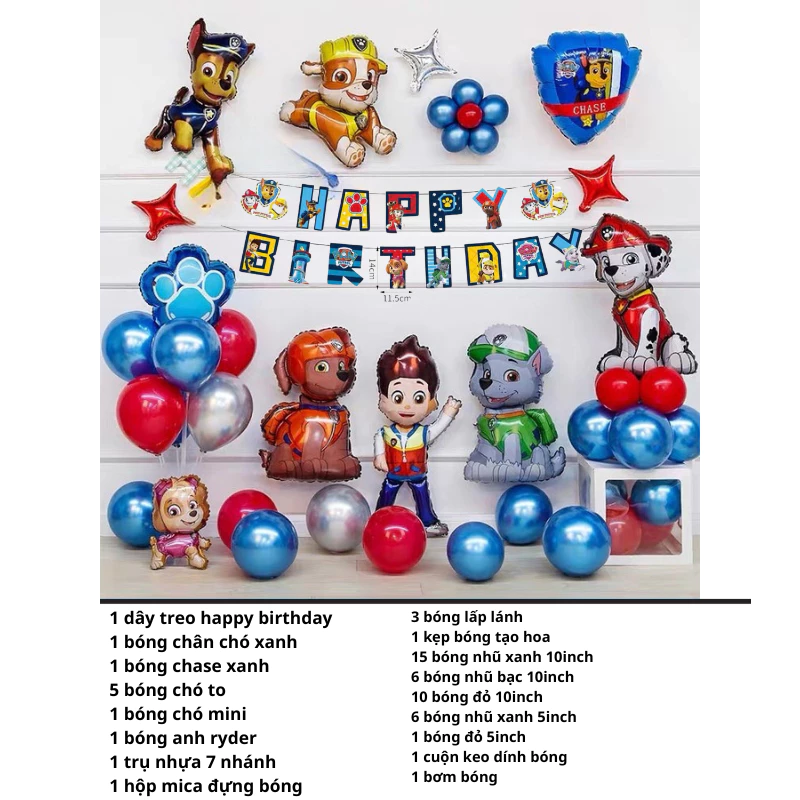 Set Bóng Trang Trí Sinh Nhật Những Chú Chó Cứu Hộ PAW Patrol - Set trang trí sinh nhật cho bé có số Tuổi