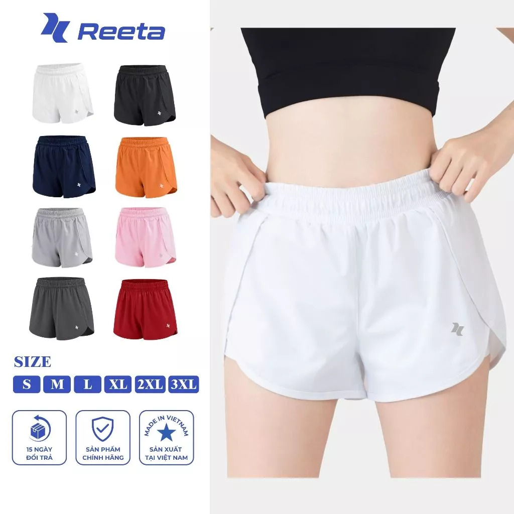 Quần Short Đùi Thể Thao 2 Lớp Nữ Reeta Co Giãn 4 Chiều Tập Gym - Yoga - Chạy bộ - Aerobic Nhiều Màu Có BigSize - A004