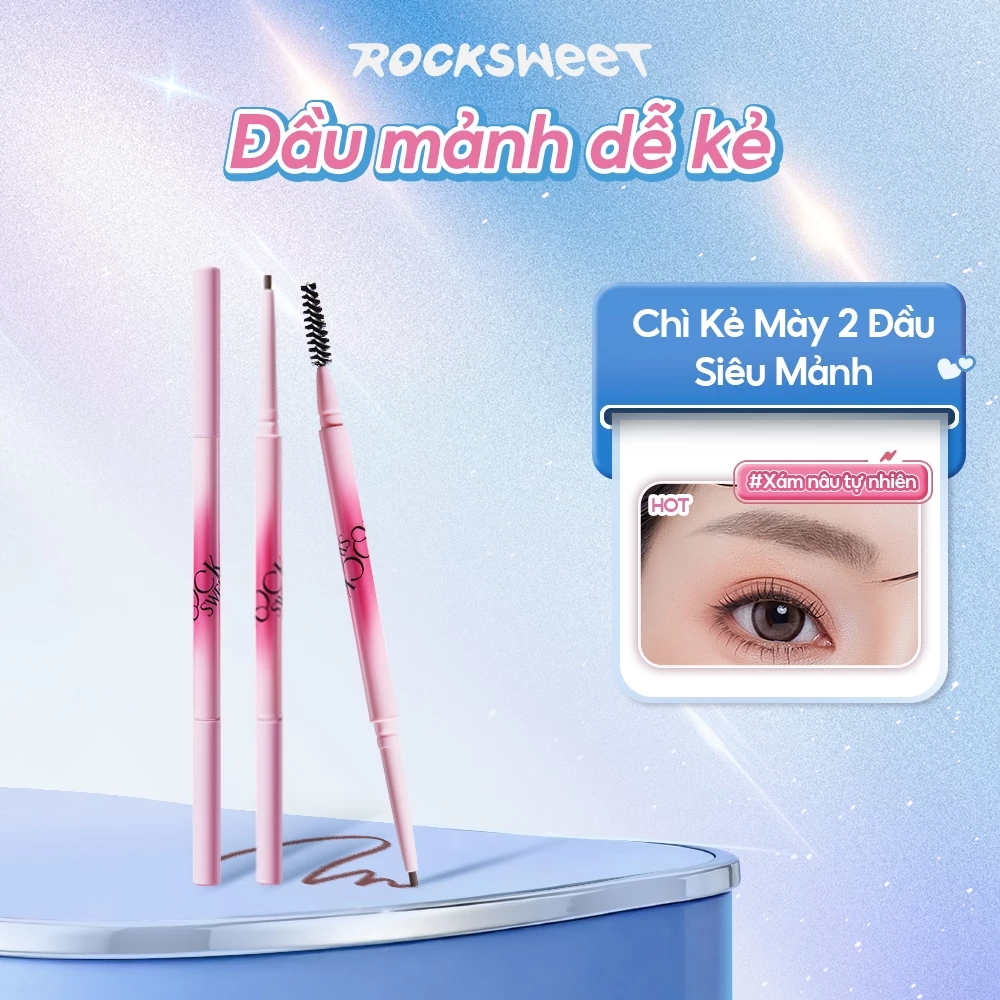 Rock Sweet RS Bút Kẻ Chân Mày 2 Đầu Tự Nhiên Chống Nước, Lên Màu Rõ, Không Trôi, Dễ Vẽ Cho Người Mới