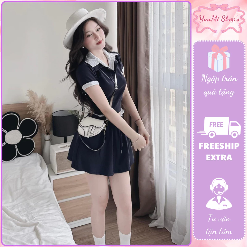 Bộ quần áo nữ set đồ nữ đẹp thun co giãn ôm body sát nách kèm chân váy xòe dạo phố HCOM25618