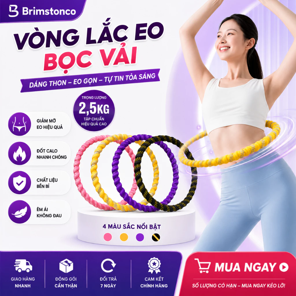 [2,5KG] Vòng Lắc Eo Lò Xo Bọc Vải Dệt Kim Mềm – Chất Liệu Thép Cao Cấp
