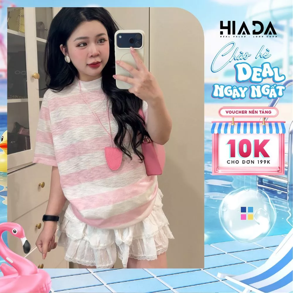 Áo Thun HIADA Nữ Dáng Rộng Kẻ Ngang Bản To, Chất Liệu Linen Sợi Trúc Cao Cấp [ HIADA 34 ]