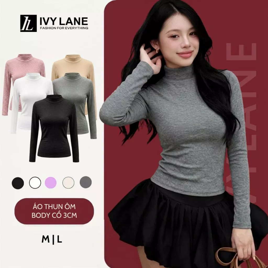 [COMBO SIÊU RẺ] Áo Thun Nữ Dài Tay Cổ Tròn Basic Co Giãn 4 Chiều Ôm Body Mềm Mịn Thời Trang IVYLANE
