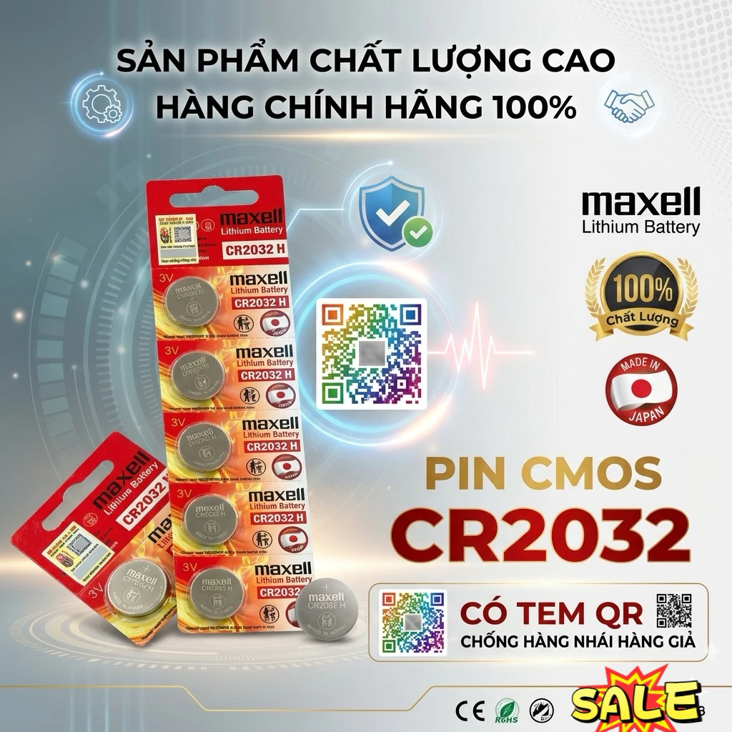Pin Cmos CR2032 Hàng chính hãng tem chống giả