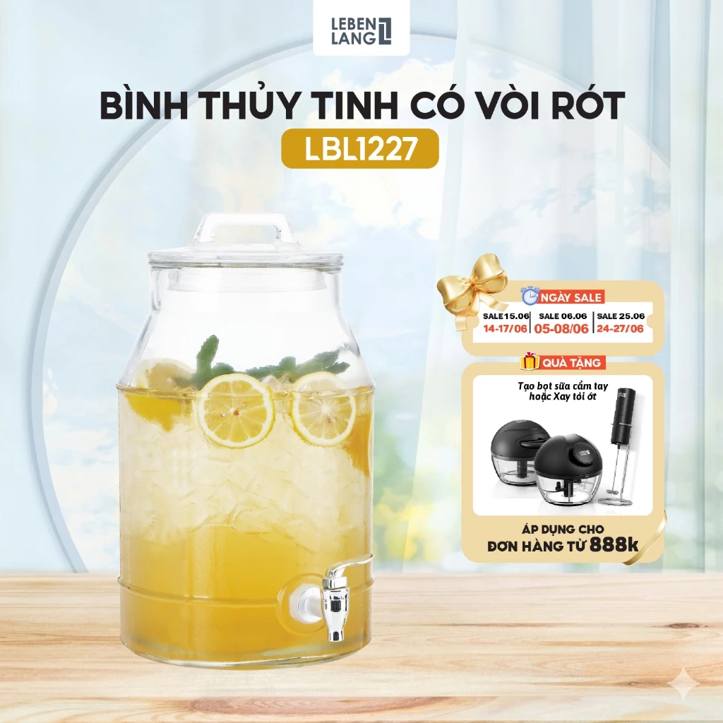 BÌNH THỦY TINH ĐỰNG NƯỚC LEBENLANG LBL1227 – DUNG TÍCH 7.6L – THƯƠNG HIỆU ĐỨC
