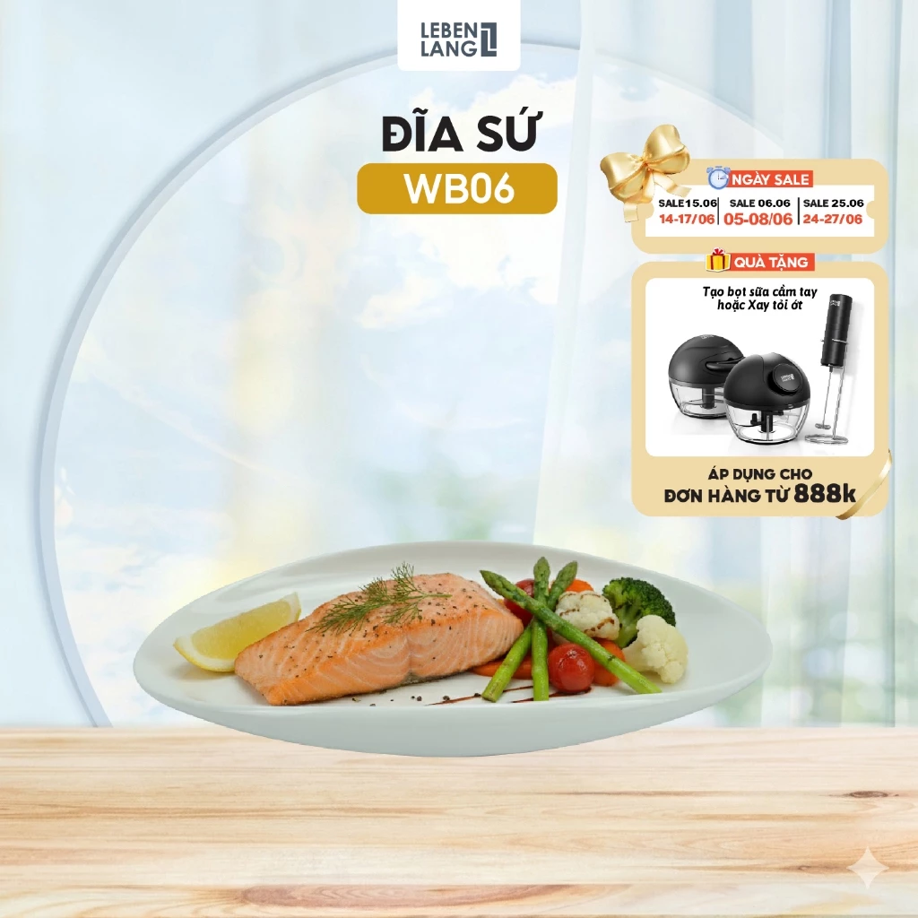 ĐĨA SỨ CAO CẤP LEBENLANG WB06, 16.5x25CM | SỨ DÀY, CHỊU NHIỆT, AN TOÀN THỰC PHẨM