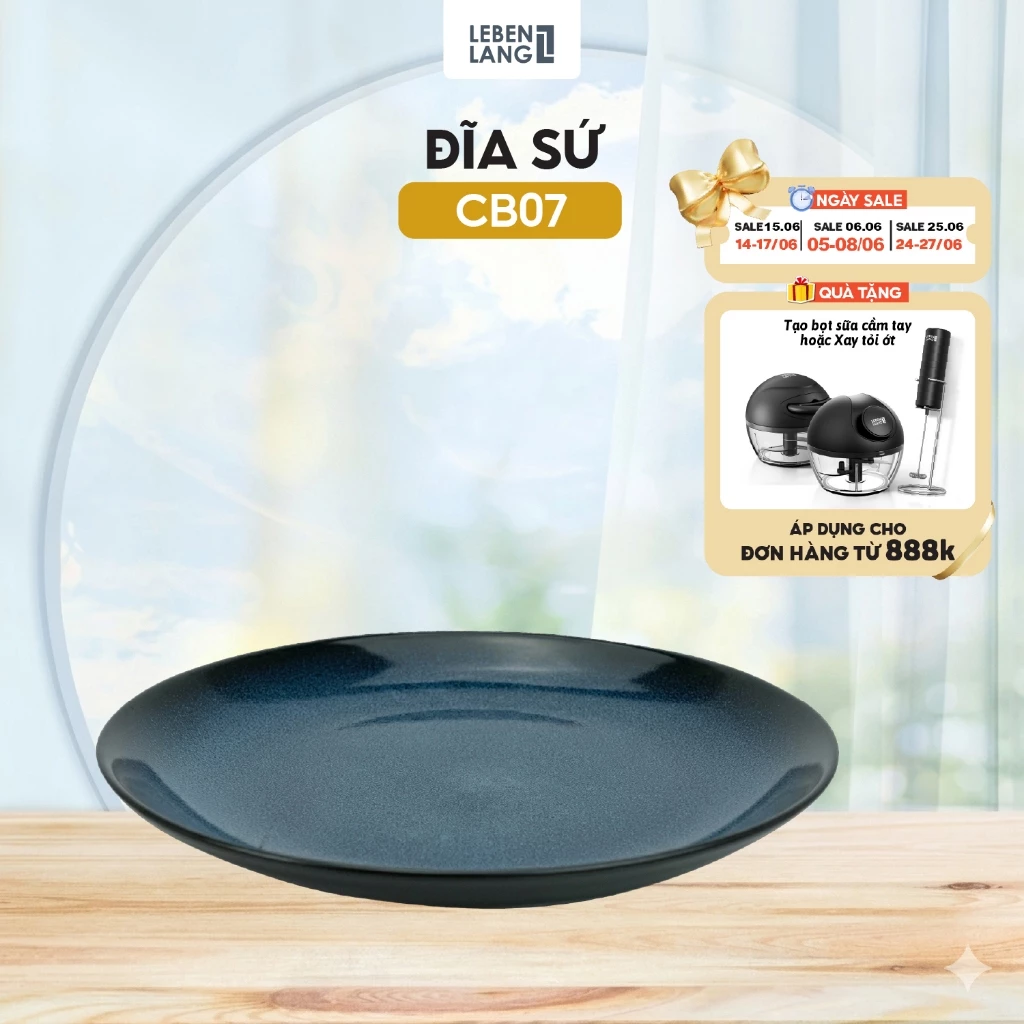 Đĩa Sứ Men Xanh LEBENLANG CB07 – Đường kính 25.5cm – Men sứ cao cấp – Kiểu dáng sang trọng – Thương hiệu Đức