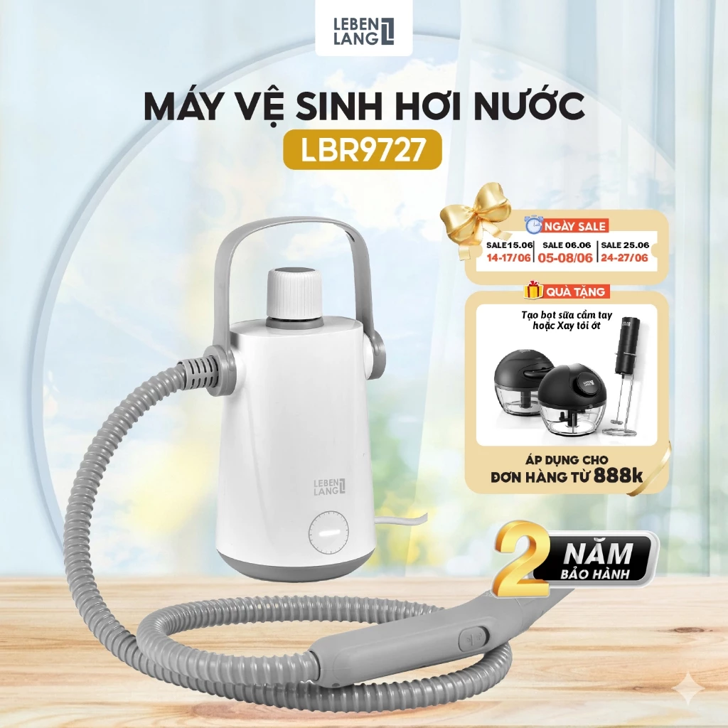 Máy xịt rửa vệ sinh hơi nước LEBENLANG LBR9727, 1000W, 300ml, xịt rửa xe, sàn nhà, cửa sổ, nội thất - chính hãng